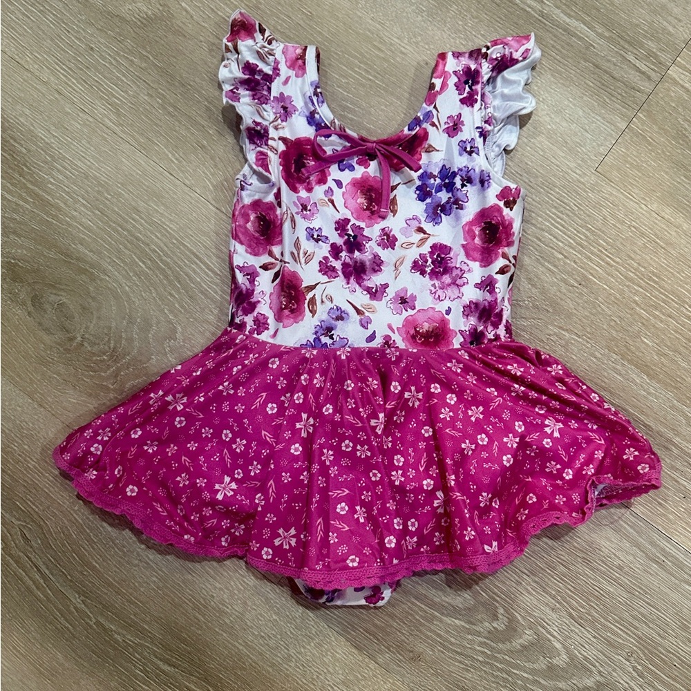 Cheeky Plum Pink Floral Leotard - 4T EUCT